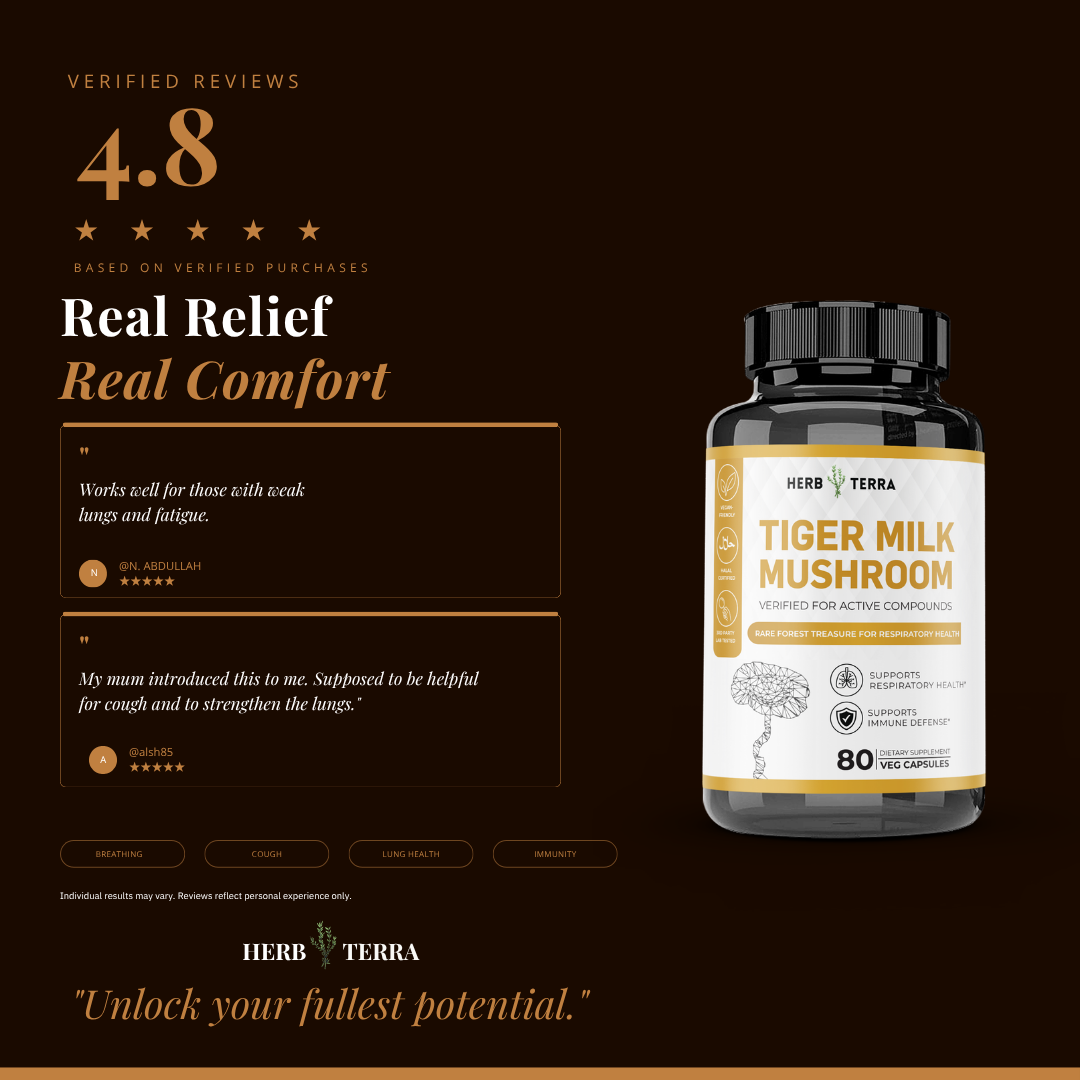 Tiger Milk Mushroom 虎乳芝 | 80 Capsules | (Lignosus Rhino)