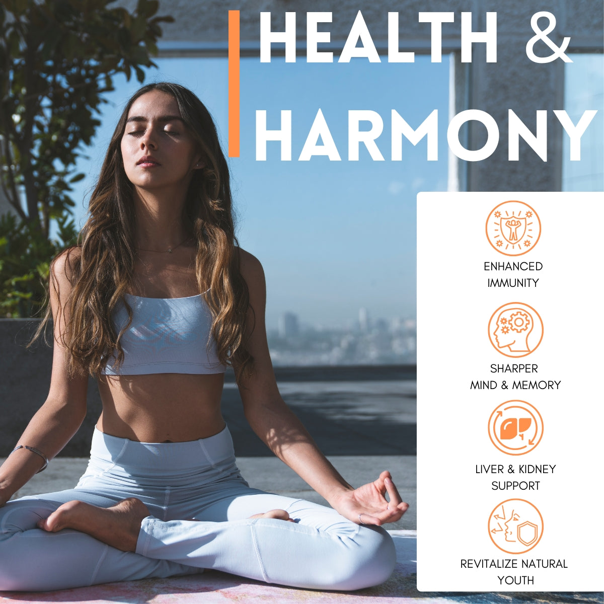 Woman meditating for health & harmony.
| Herb terra