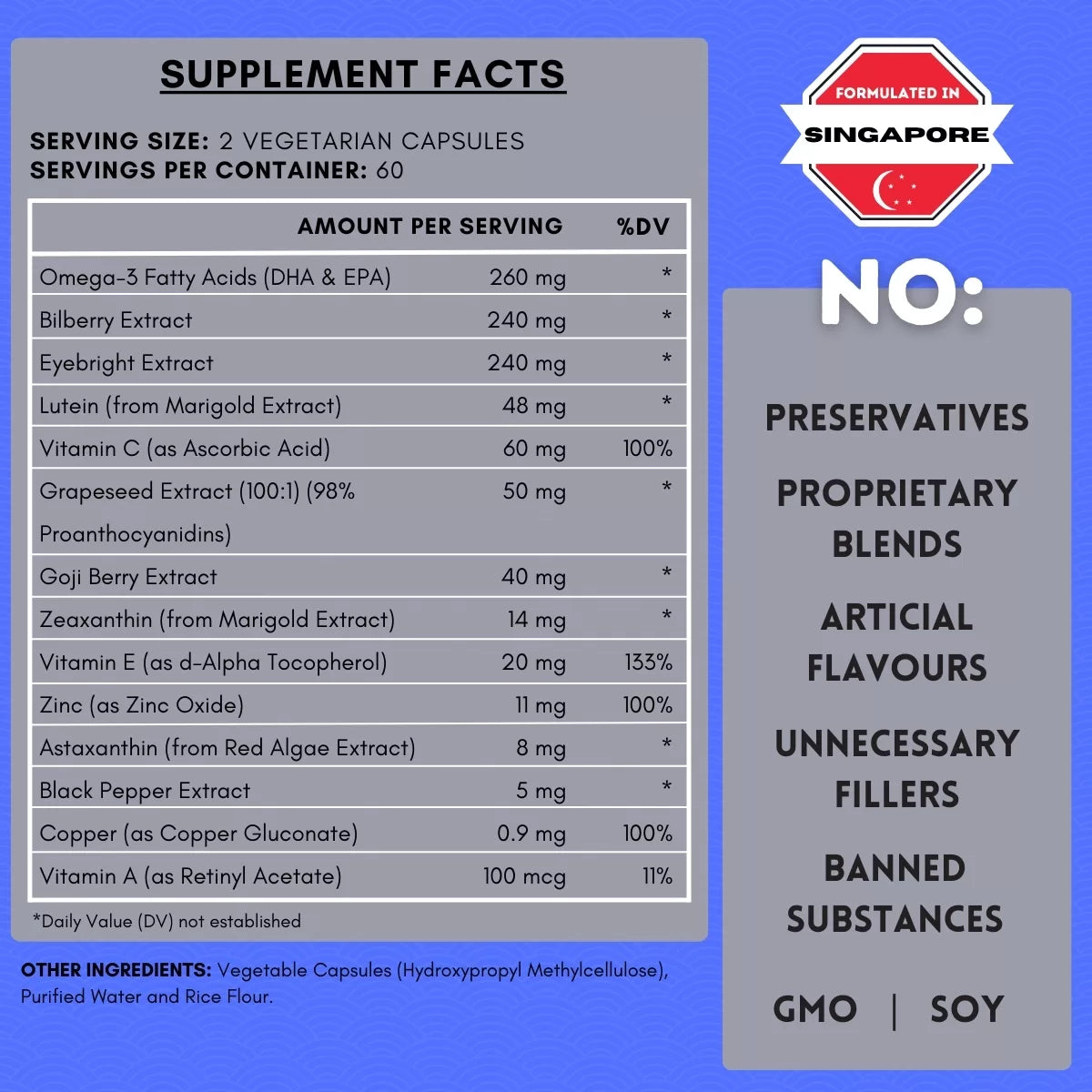 Eye Health Supplement Facts label.| Herb terra