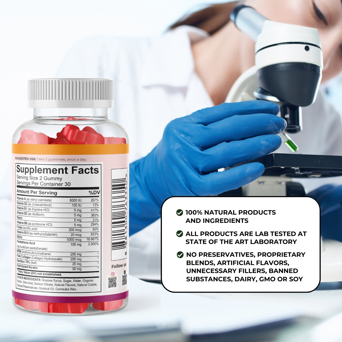 Gummies, microscope, lab testing.| Herb Terra