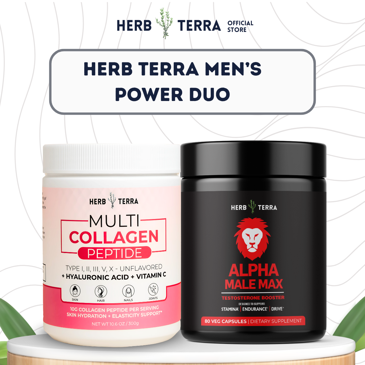 Herb Terra Men's Power Duo for Vitality, Energy & Skin Health
