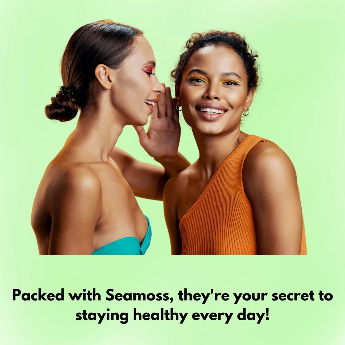 Two women with Irish Sea Moss gummy.| Herb terra