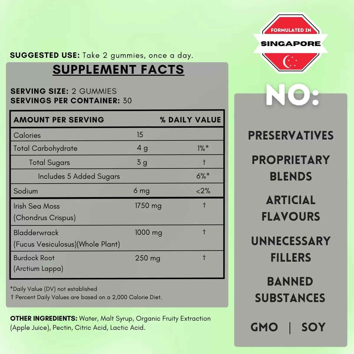 Sea moss gummy supplement facts.
| Herb terra