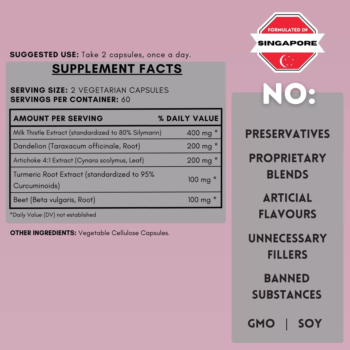 Supplement facts and exclusions label.
| Herb terra