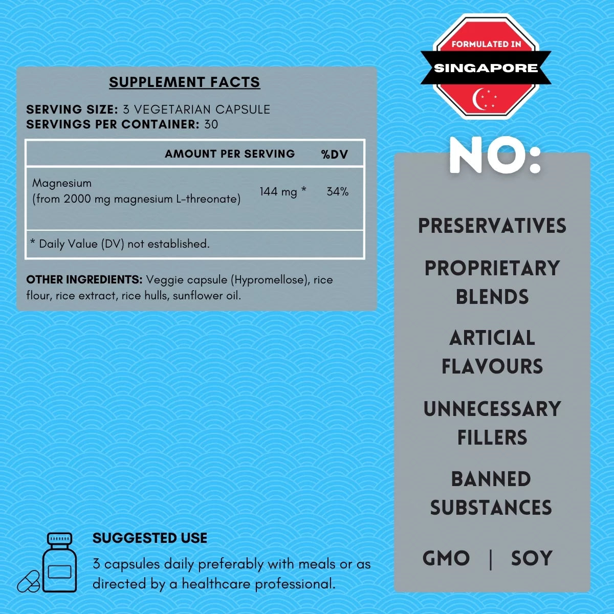 Magnesium L-threonate supplement facts.
| Herb terra