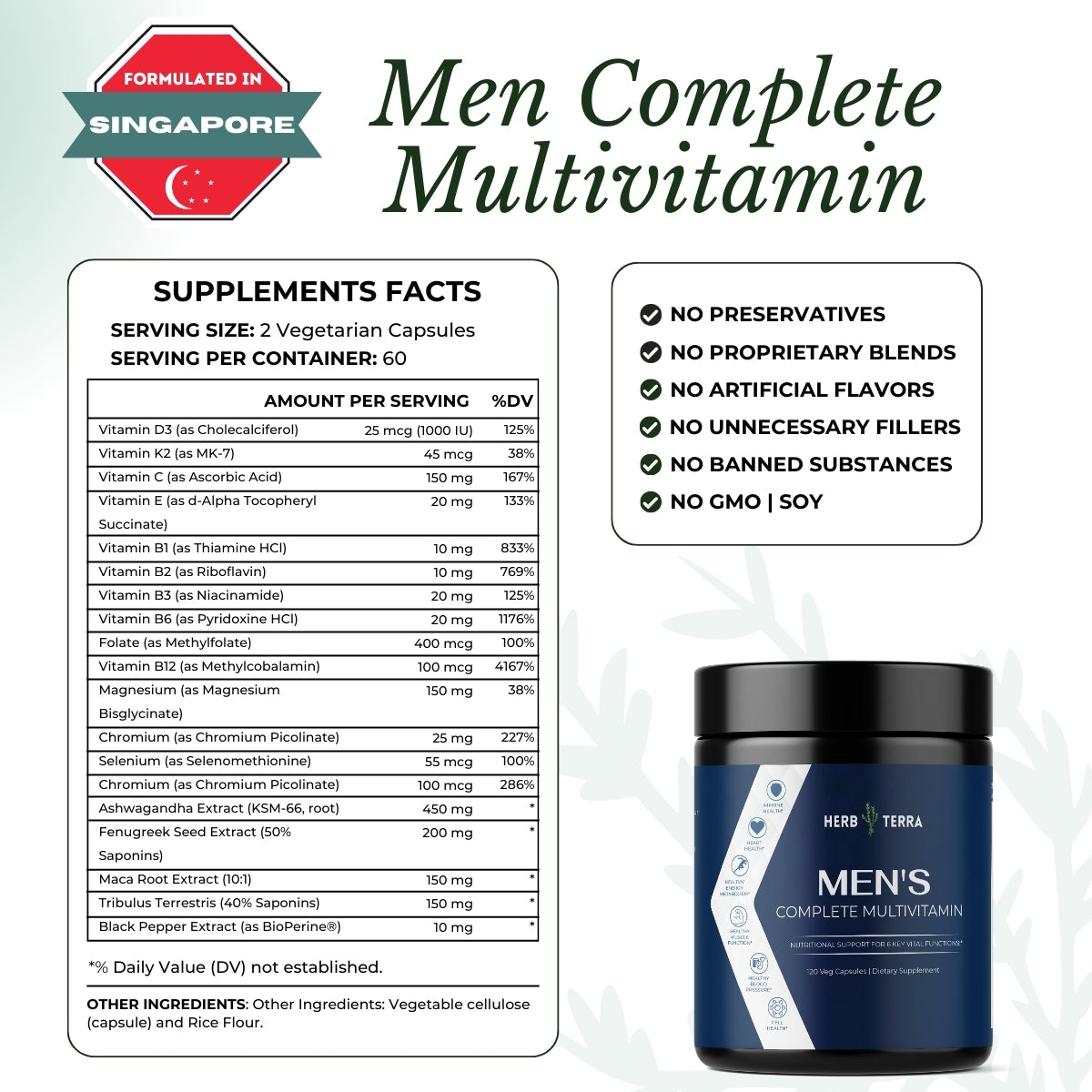 Men's Complete Multivitamin bottle.| Herb Terra