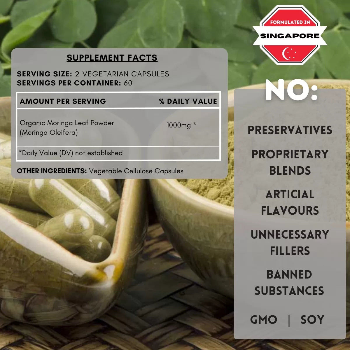 Moringa Leaf Powder Supplement Facts
| Herb terra