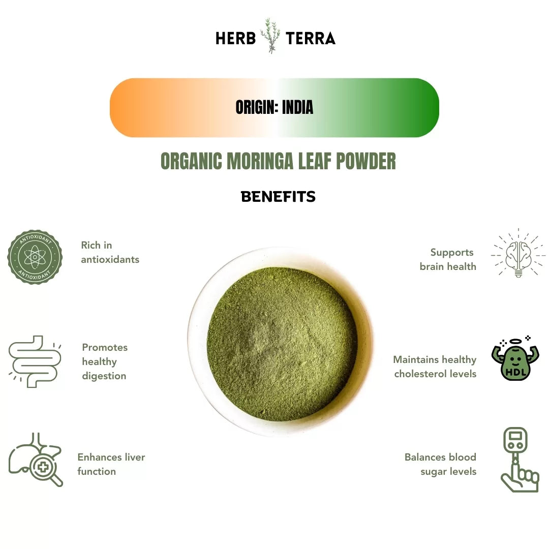 Organic Moringa Leaf Powder benefits.
| Herb terra