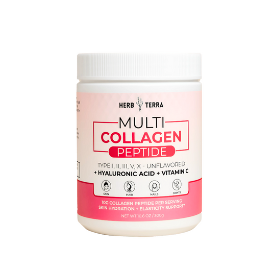 Herb Terra Multi Collagen Peptide supplement container on a white background