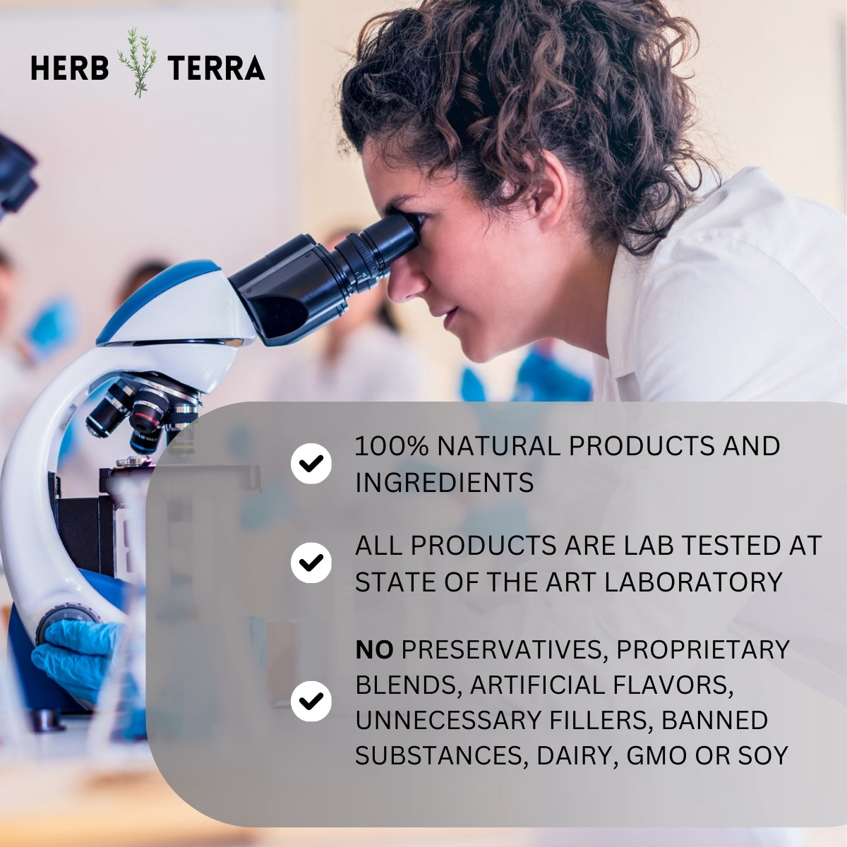 Scientist examines natural products.
| Herb terra