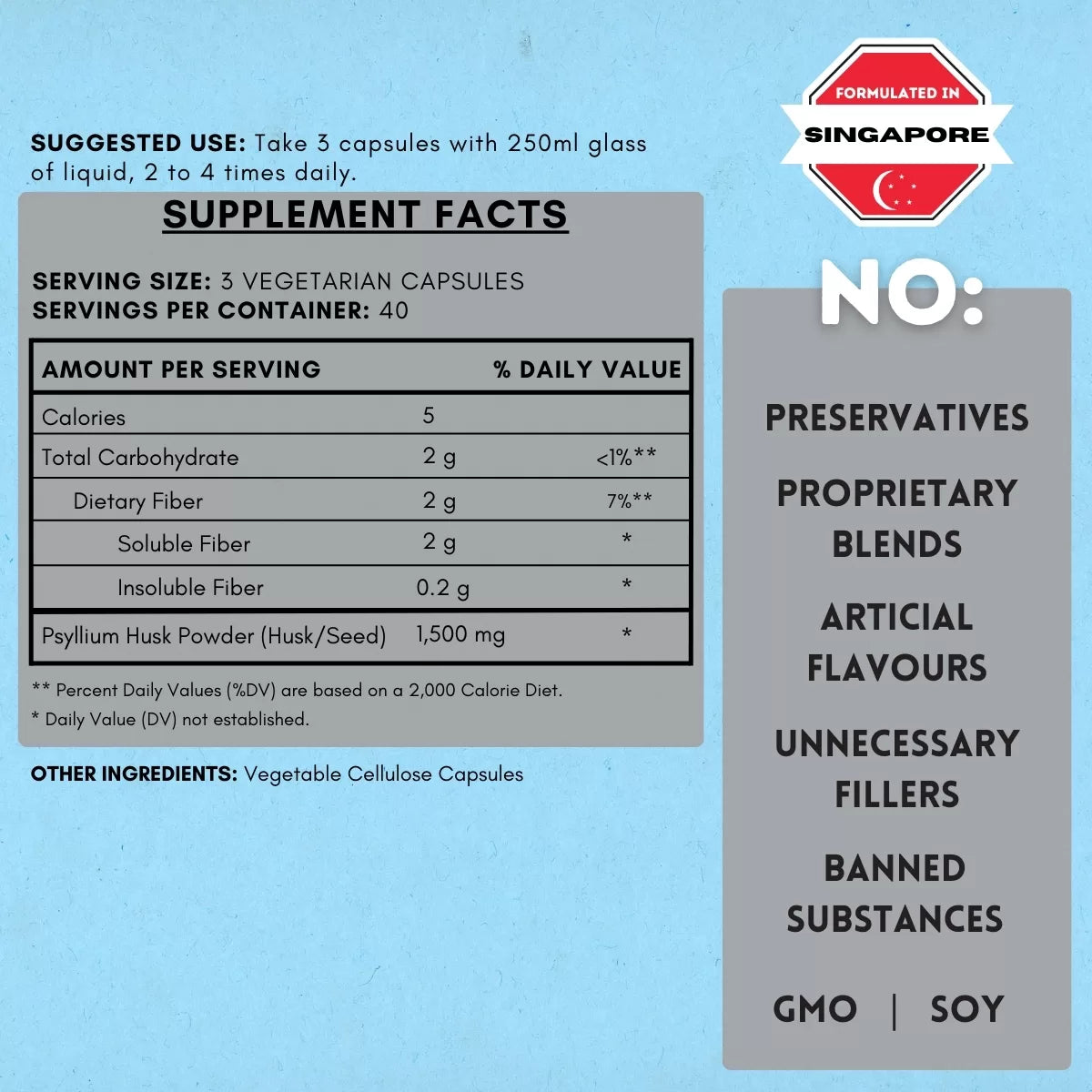 Psyllium Husk Supplement Facts Label
| Herb terra