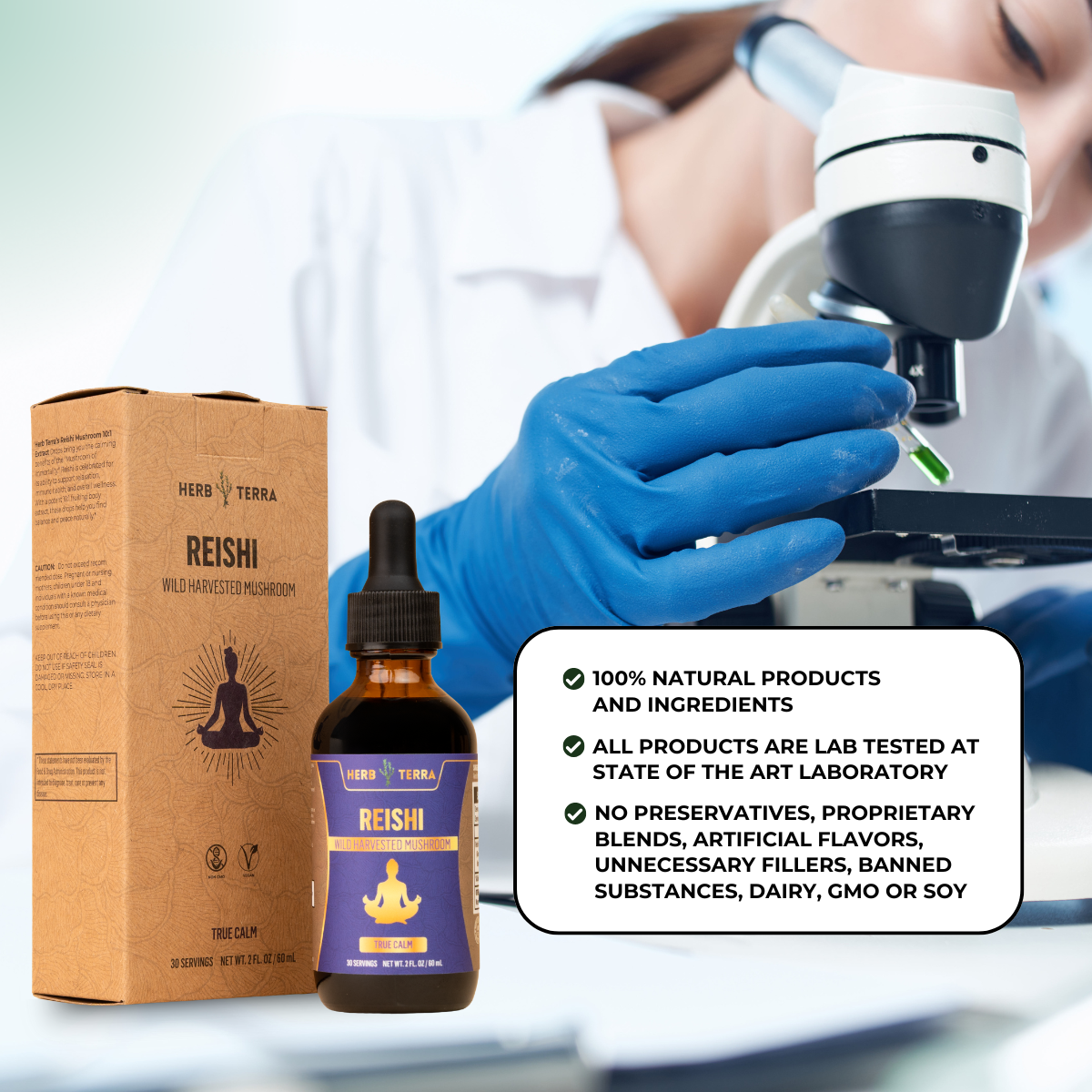 Reishi supplement with scientist | Herb Terra