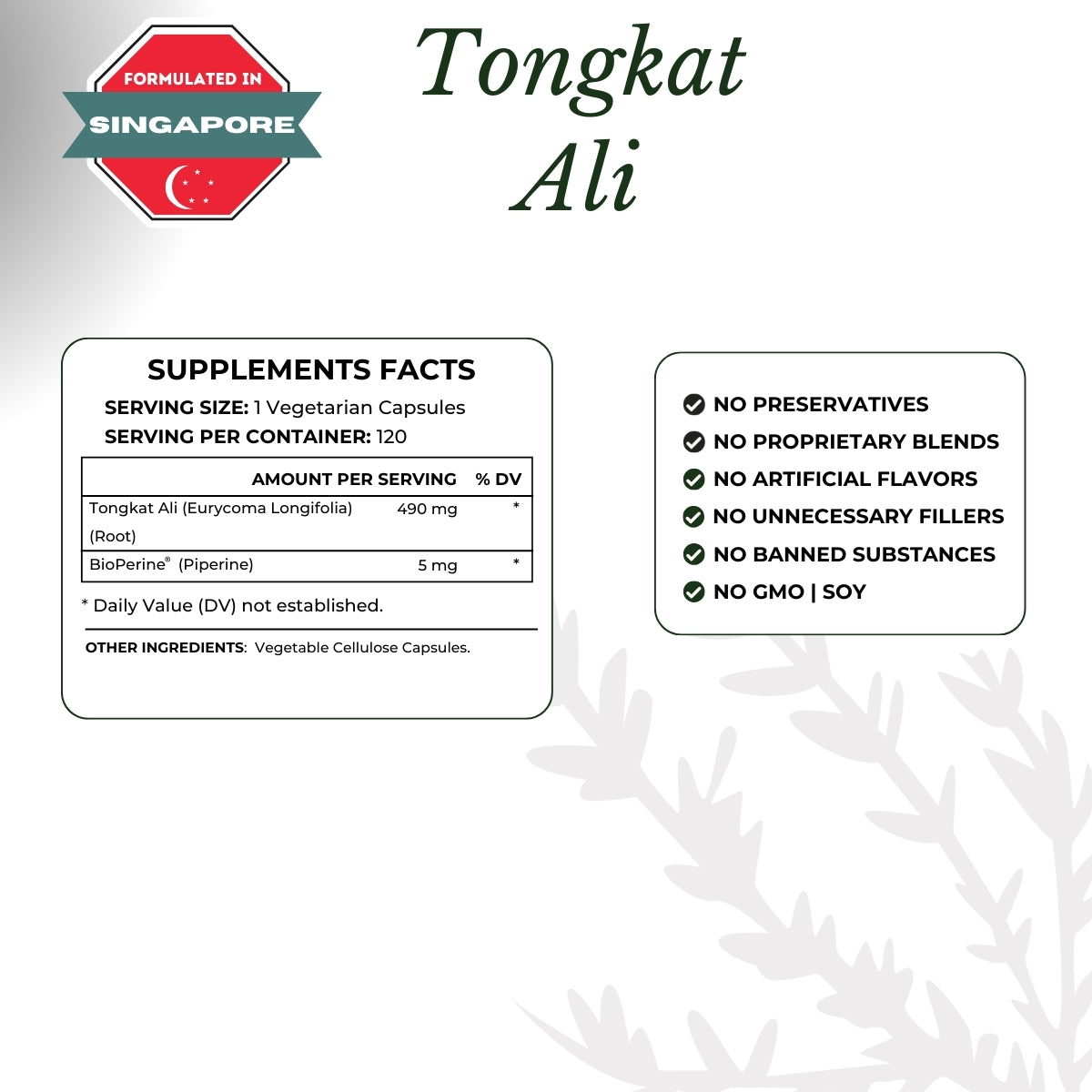 Tongkat Ali Supplements Facts Label | Herb terra