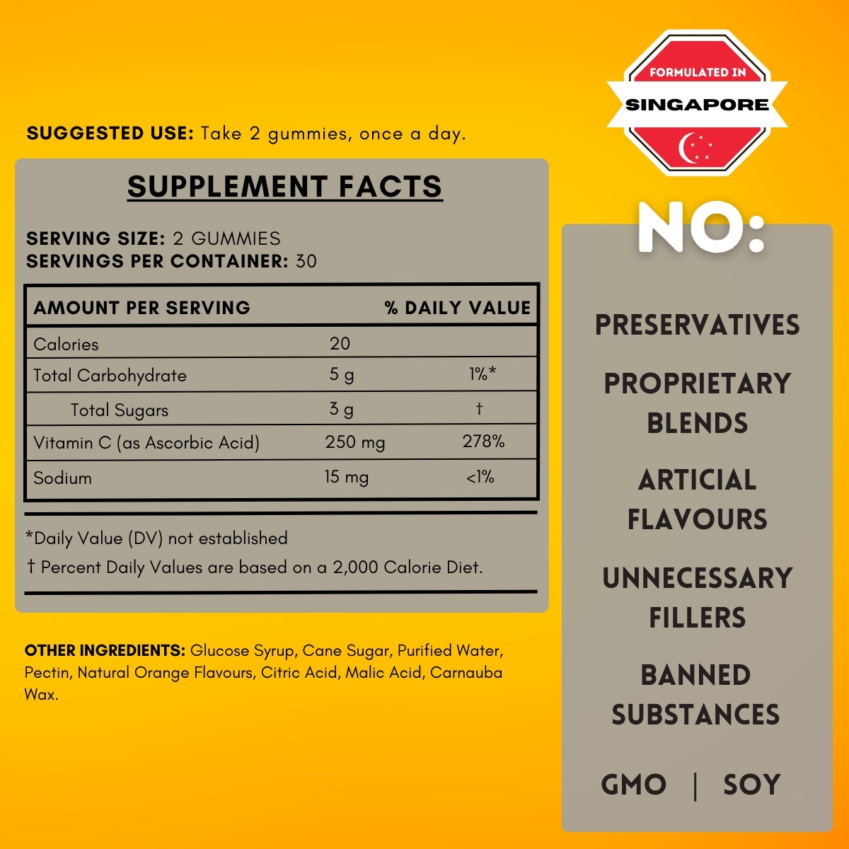 Vitamin C gummy supplement facts.
| Herb terra