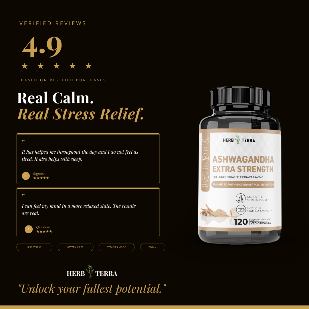 Ashwagandha Capsules 1450mg - Stress Support & Daily Calm