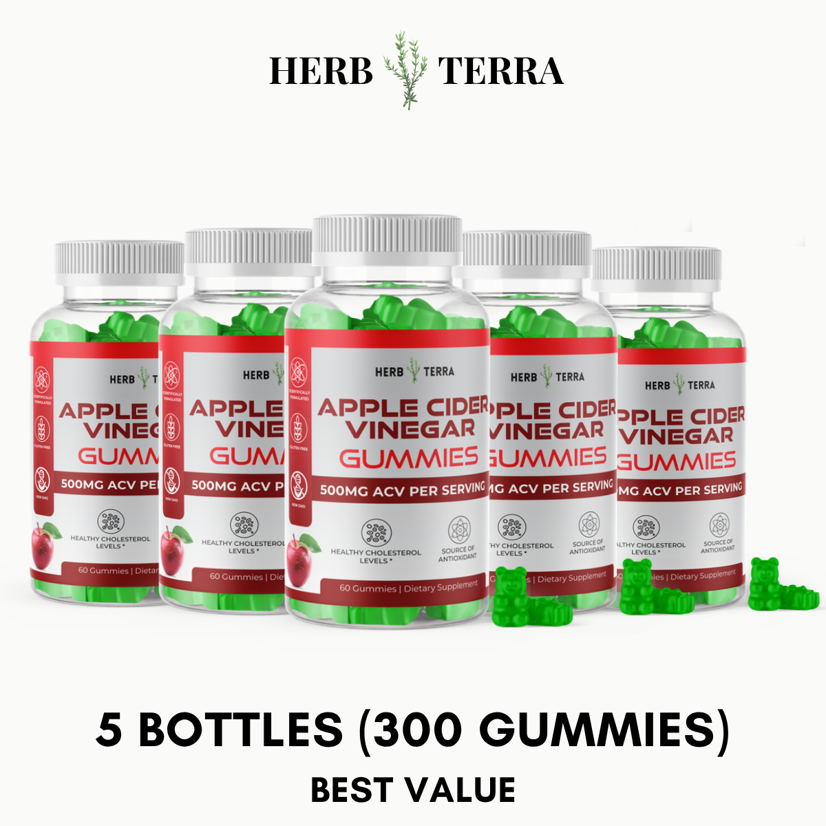 Apple Cider Vinegar Gummy – 5 Bottles