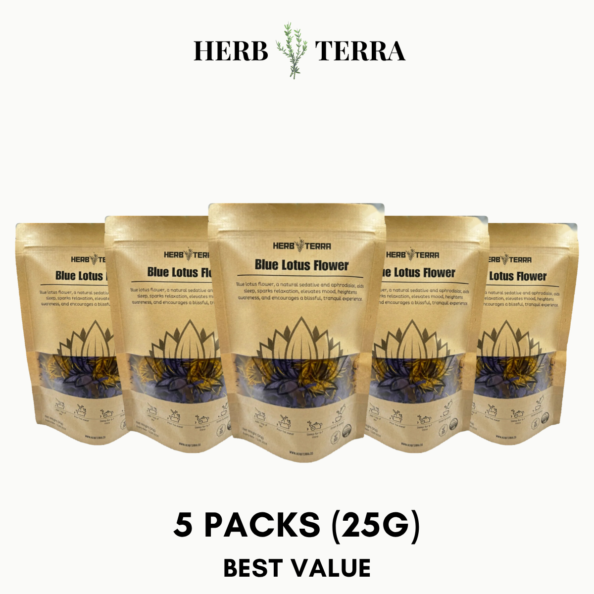 Premium Egyptian Blue Lotus Flower – 5 grams / 5 Packs