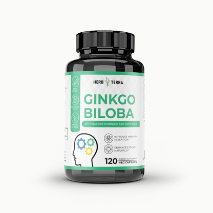 Ginkgo Biloba Brain - Memory Formula - 120 Vegan Capsules