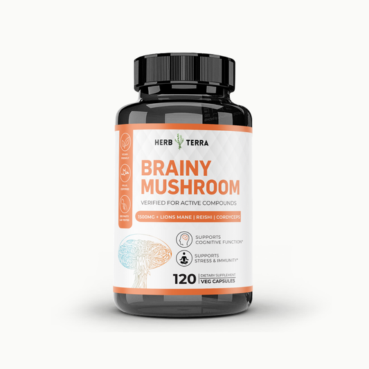Brainy Mushroom | Reishi, Lion’s Mane, Cordyceps | 120 Capsules