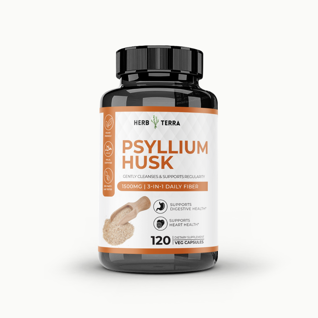 Psyllium Husk Capsules | 120 Capsules | Digestive & Heart Health