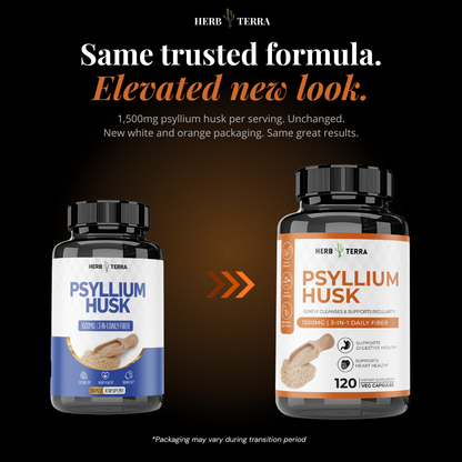 Psyllium Husk Capsules | 120 Capsules | Digestive & Heart Health