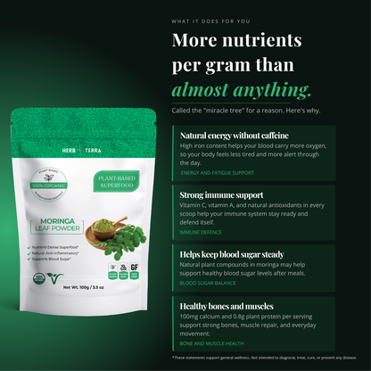 Organic Moringa Leaf Powder 100g | Ultimate Superfood