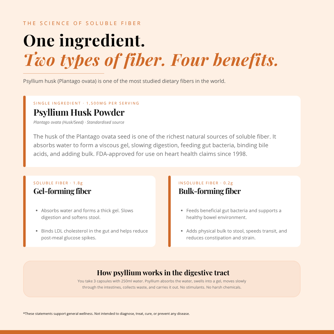 Psyllium Husk Capsules | 120 Capsules | Digestive & Heart Health