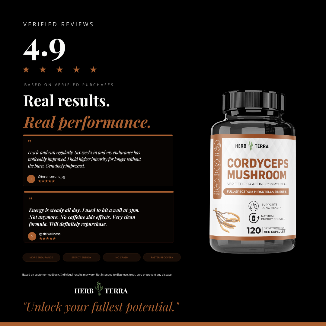 Organic Cordyceps Sinensis 1000mg Capsules 虫草 | 120 Capsules