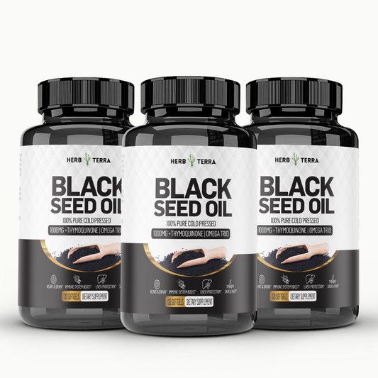 [Bundle of 3] Herb Terra Black Seed Oil 1000mg - Energy, Digestion & Immune Support