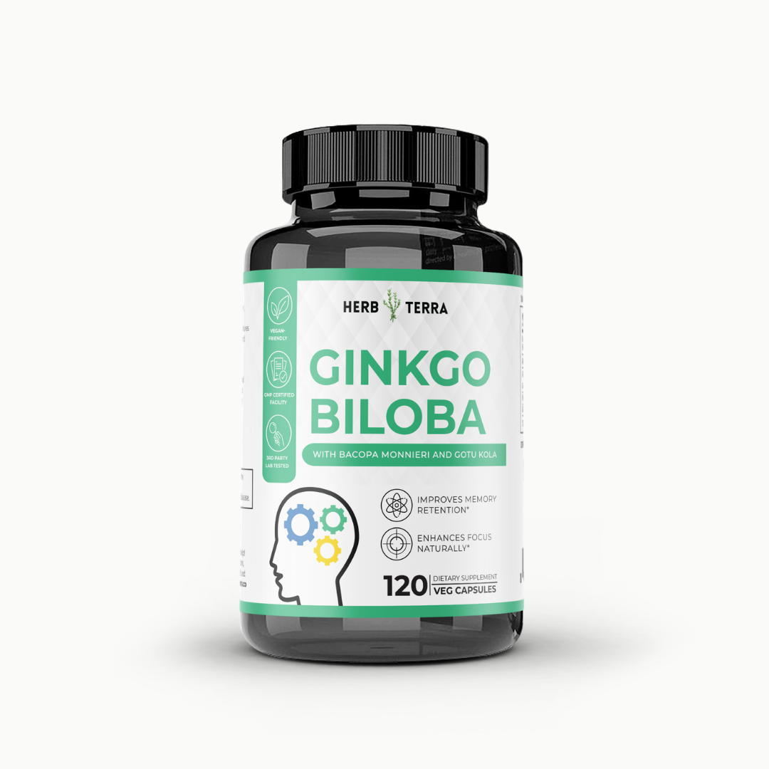 Ginkgo Biloba Brain - Memory Formula - 120 Vegan Capsules