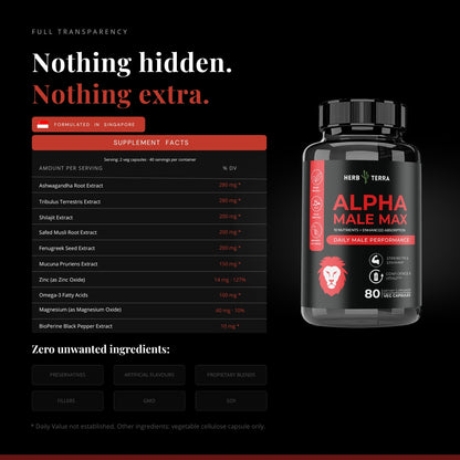 Alpha Male Max | 80 Capsules | Elite Performance Complex