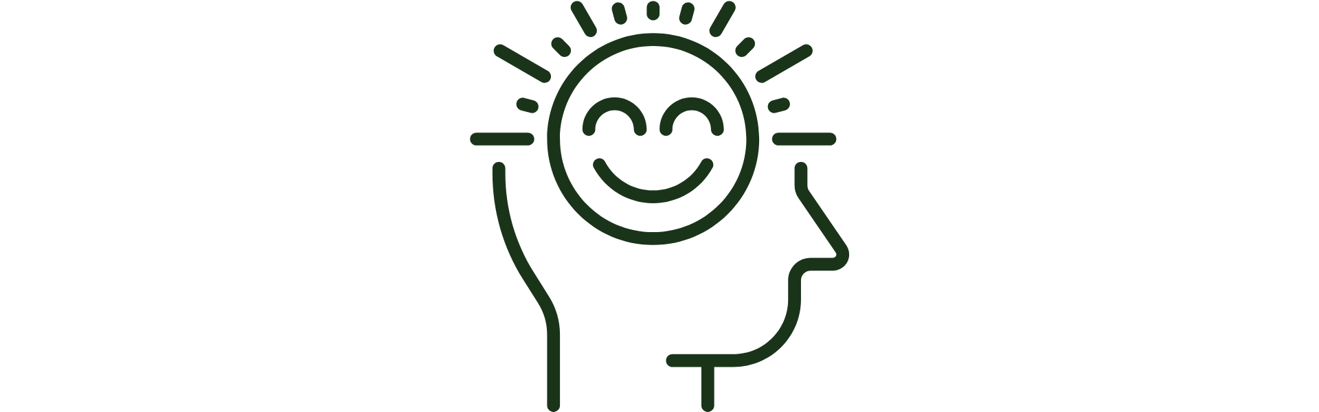 Outline of a person holding a light bulb with a smiling face, symbolizing idea or inspiration.