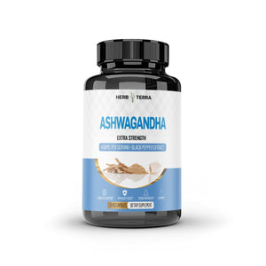 Herb Terra Ashwagandha bottle.| Herb Terra