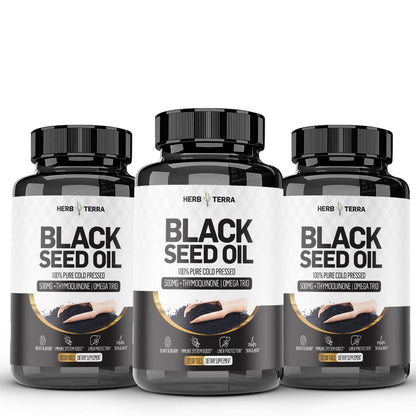 [Bundle of 3] Herb Terra Black Seed Oil 1000mg - Energy, Digestion & Immune Support
