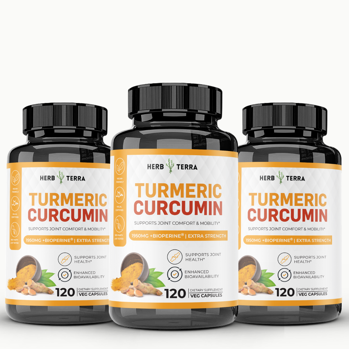 [Bundle of 3] Herb Terra Turmeric Curcumin  - Joint, Inflammation & Antioxidant Support (3 x 120 capsules)