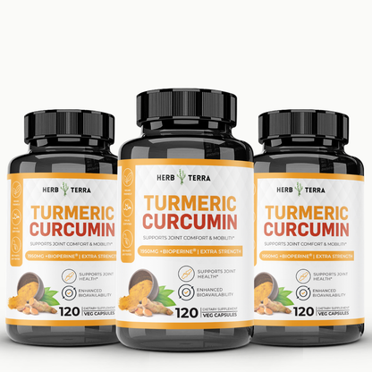 [Bundle of 3] Herb Terra Turmeric Curcumin  - Joint, Inflammation & Antioxidant Support (3 x 120 capsules)