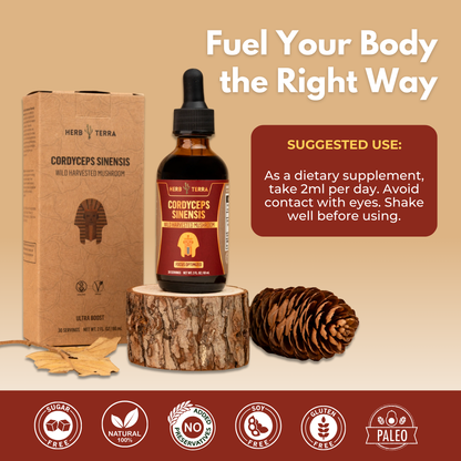 Herb Terra Cordyceps Sinensis bottle and packaging.
