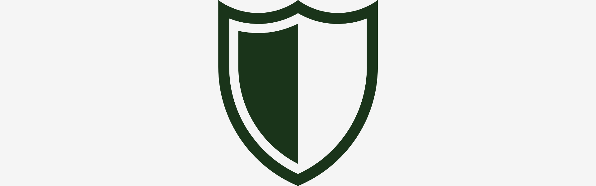 Green and white shield logo on a white background