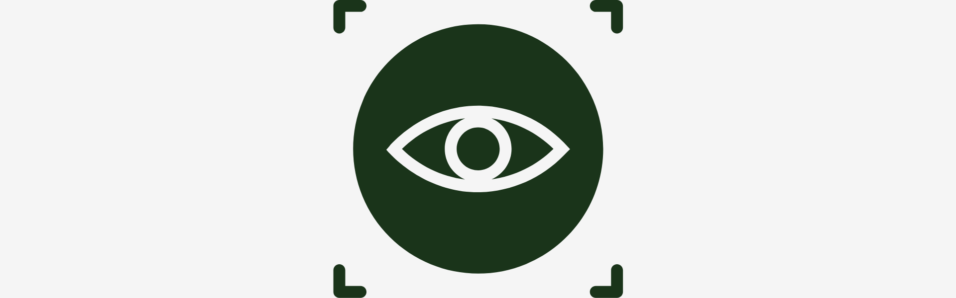 Icon of a eye within a green circle on a white background