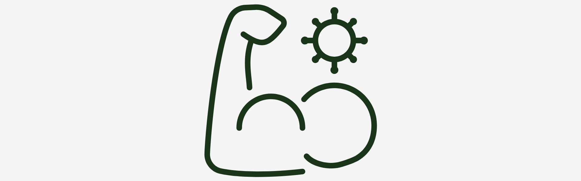 Illustration of a flexed bicep muscle with a sun icon above it on a white background