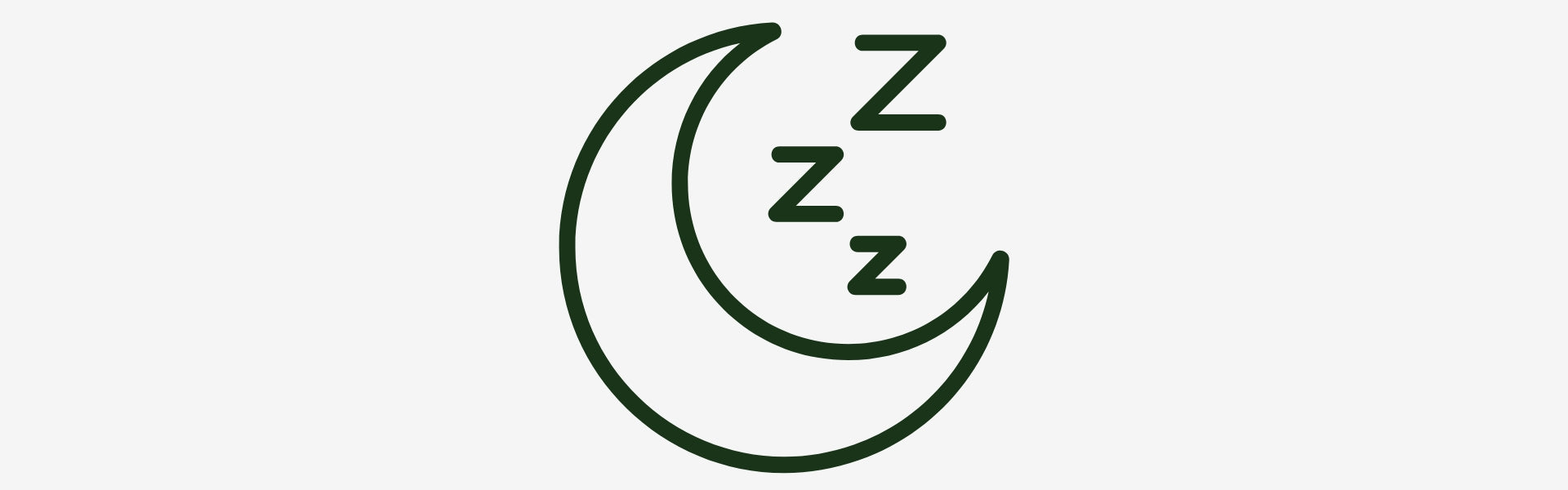 Icon of a crescent moon with 'Zzz' text on a white background