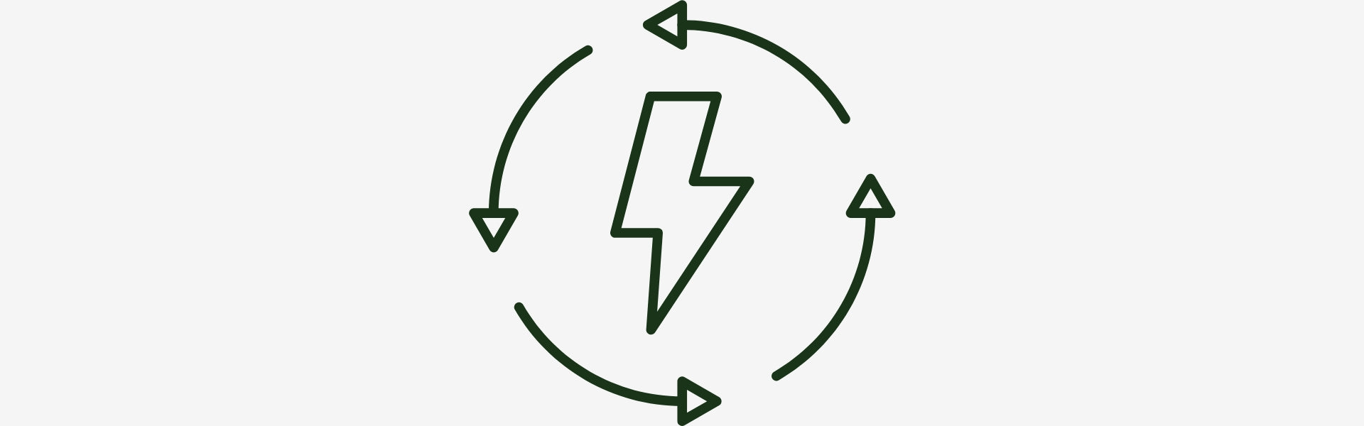 Icon of a lightning bolt with circular arrows around it on a white background
