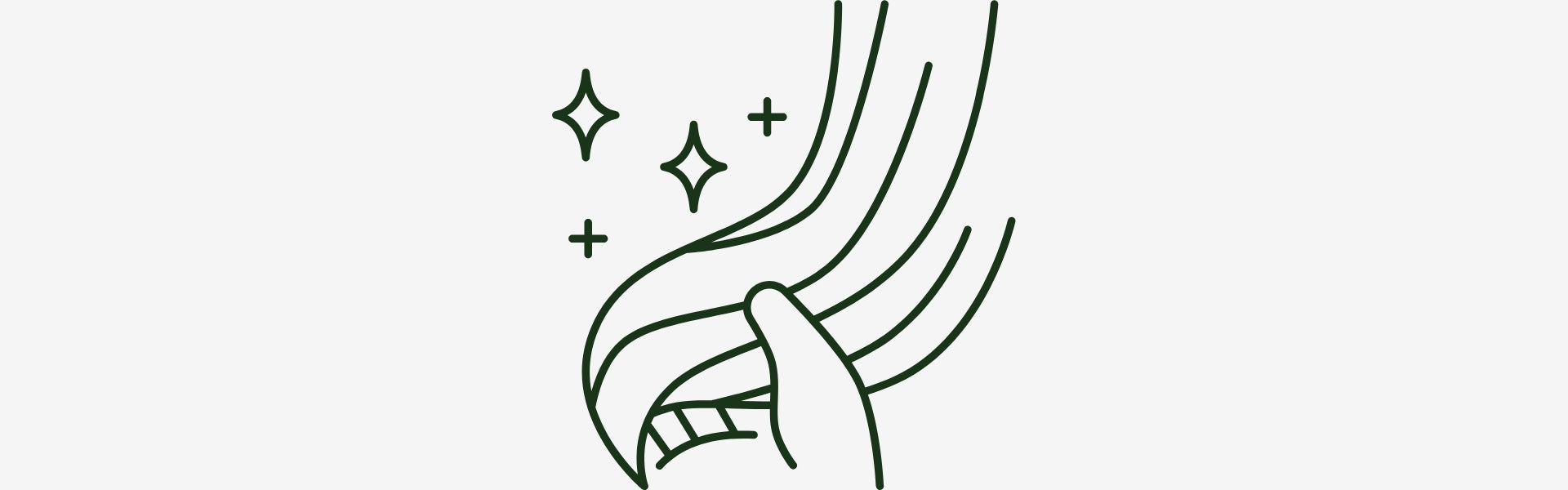 Hand gently holds flowing, shiny hair.| Herb Terra