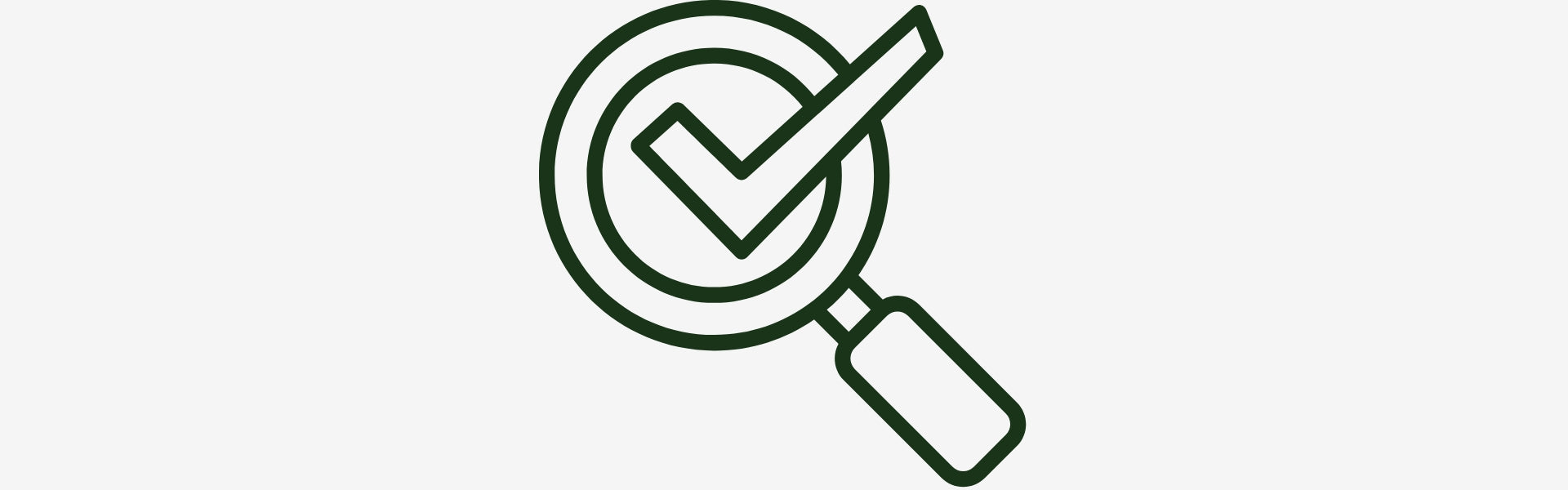 Icon of a magnifying glass with a check mark inside on a white background