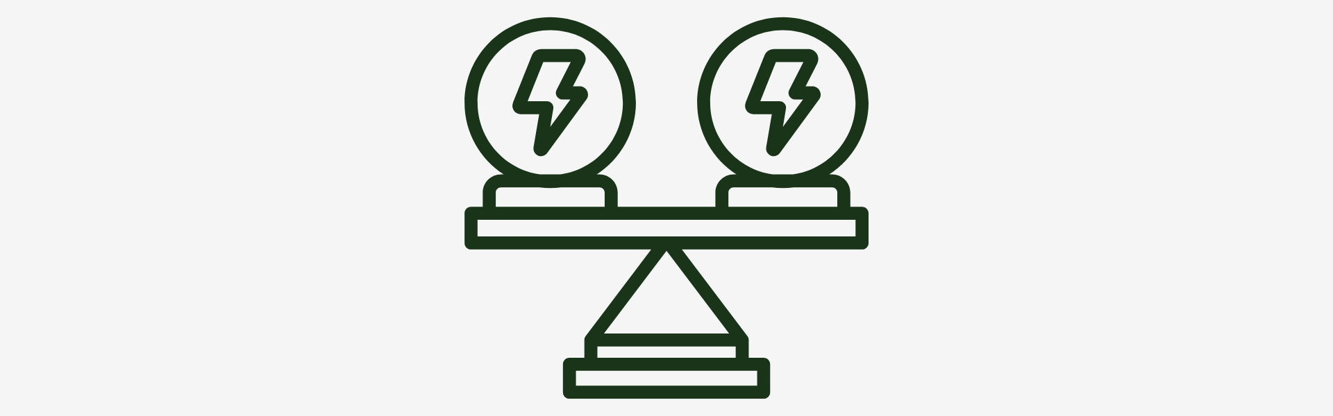Two lightning bolt icons on a seesaw balance with a white background