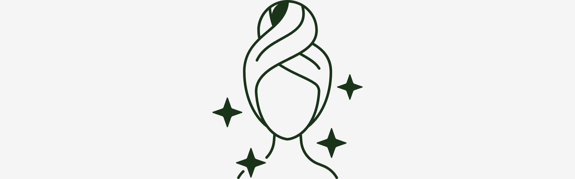 Logo of a stylized woman with a leaf on her head, surrounded by stars, on a white background.