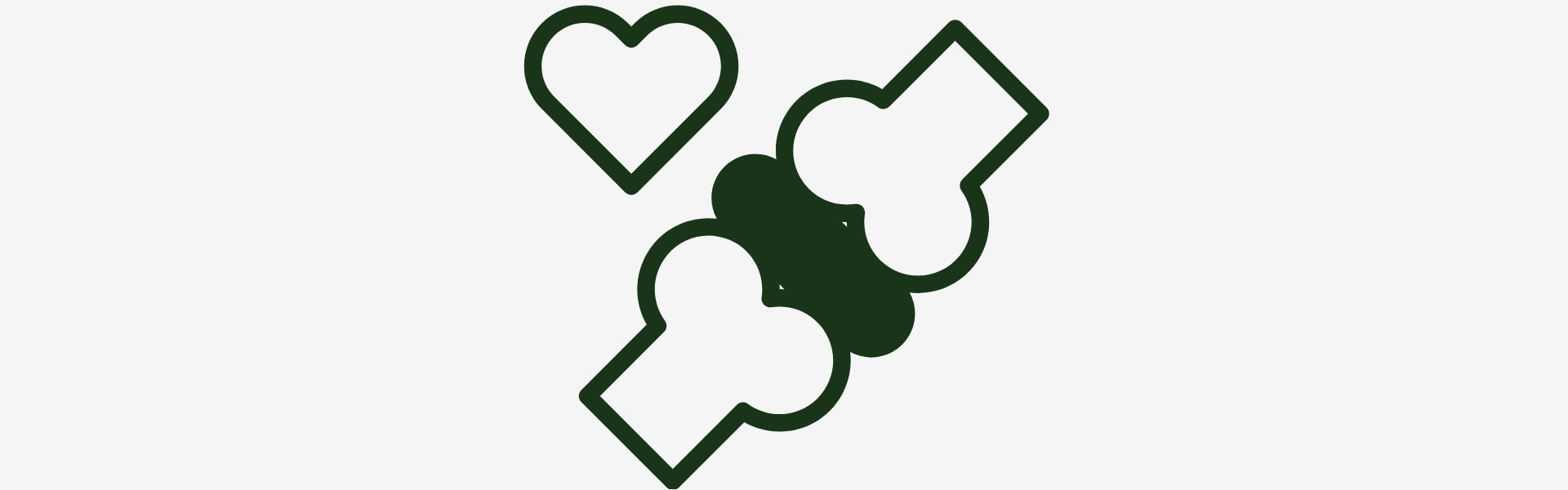 Green heart and clover leaf icon on a white background