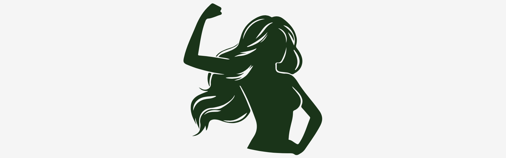 Silhouette of a woman flexing her arm on a white background