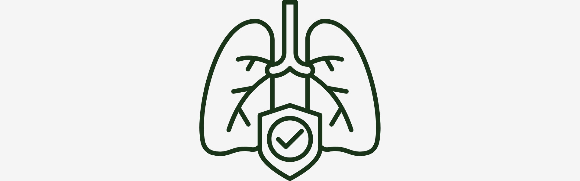 Icon of lungs with a shield and check mark, symbolizing health or wellness.
