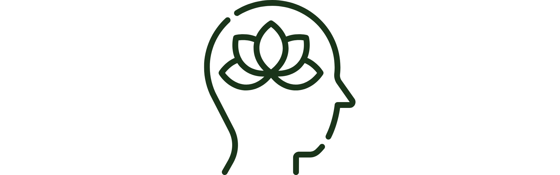 Outline of a head with a lotus flower inside on a white background